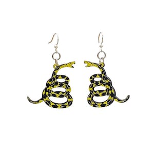 Don&#39;t Tread on Me Earrings - Laser Cut Wood Earrings - from Sustainable Materials