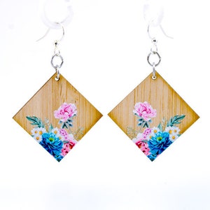 Floral Artistry Bamboo Earrings #978