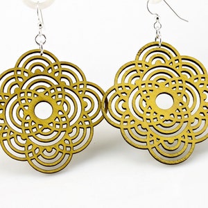 Circle Flower Laser Cut Wood Earrings from Reforested Wood image 3