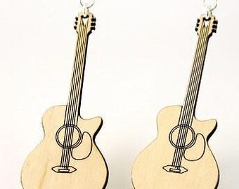 Cut Away Akustische Gitarren - Holz Laser Cut Ohrringe