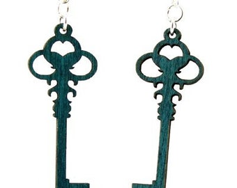 Skeleton Key - Wood Earrings