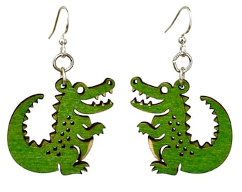 Gators - Laser Cut Earrings from Reforested Wood