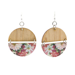 Floral Half Circle Bamboo Earrings #967