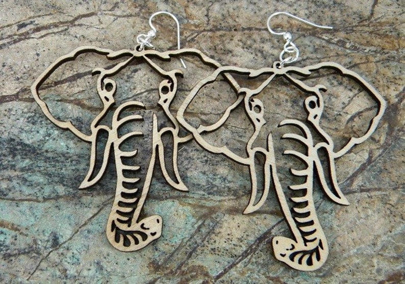 Elephant Earrings Wood Earrings Etsy