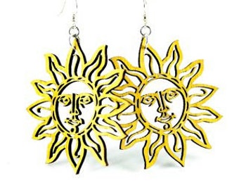 Sun Shine Wood Earrings - Laser Cut from Reforested Wood