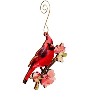 Cardinal on Cherry Blossom Ornament #9875