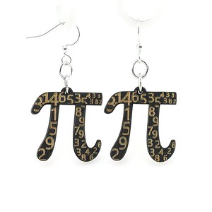 PI 3.14159265.. イヤリング # 1047 - 木製イヤリング