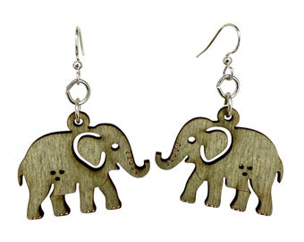 Baby Elephant Earrings - Laser Cut Wood