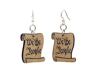 We The People - wood earrings - Support Liberty