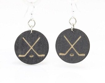 Hockey Puck Ohrringe Laser Cut Holz