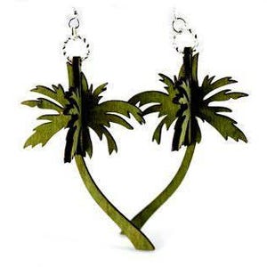 3D Palm Trees - Laser Cut Wood Earrings from Reforested Wood image 1