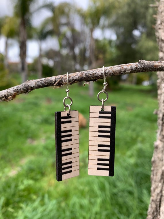 Piano Keys - Wood Earrings