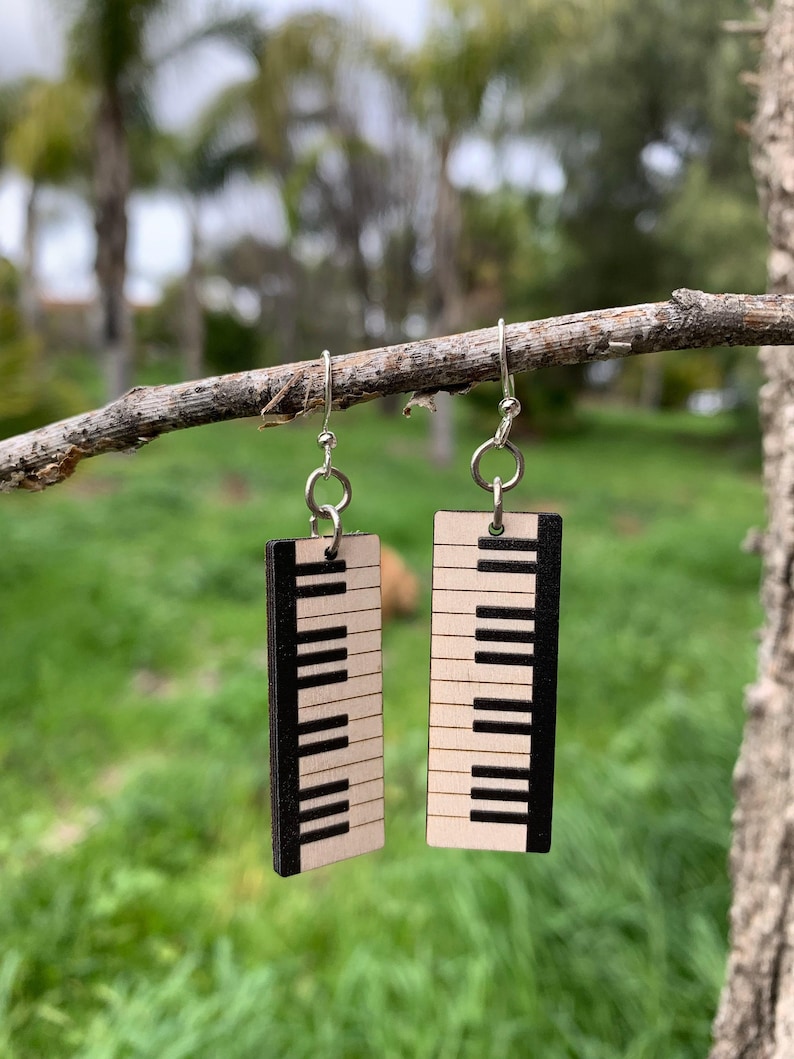 Piano Keys - Wood Earrings image 1