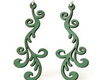 Hollander Vine Design - Laser Cut Wood Earrings