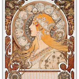 Zodiac by Alphonse Mucha Puzzle #6695 - Wooden Jigsaw Puzzle - 140pcs