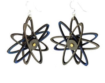 Kinetic Gear Earrings - Laser Cut from Reforested Wood #5007