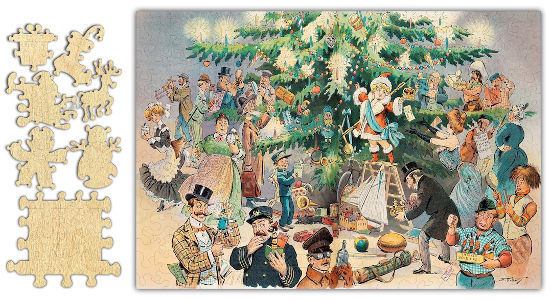 Christmas Tree 1902 Whimsical Wooden Jigsaw Puzzle #6773 - Etsy