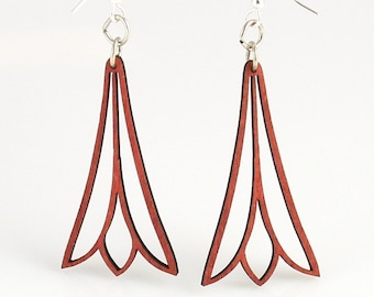 Trumpet Flower Earrings - wood earrings Laser Cut