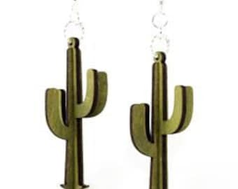 3D Cactus Wood Earrings