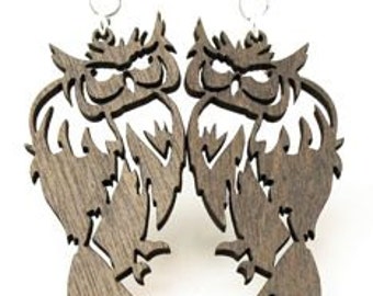 Big Barn Owls - Laser Cut Wood Earrings