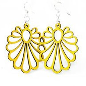 Geometric Flower - Wood Earrings