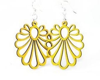 Geometric Flower - Wood Earrings