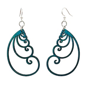 Cascading Fibonacci's # 1740 - Wood Earrings