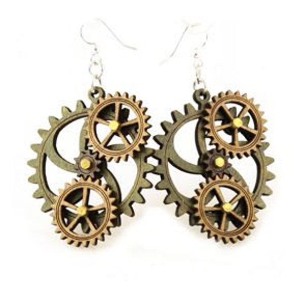 Kinetic Triple Moving Gear Earrings #5005F