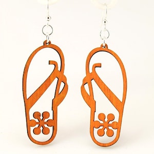 Sandals with Flower - Wood Earrings