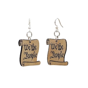 We The People - wood earrings - Support Liberty