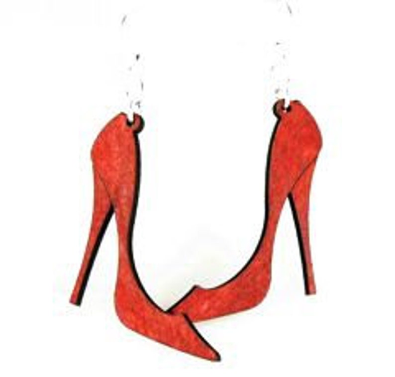 High Heels Laser Cut wood Earrings image 1