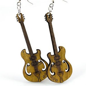 Electric Guitars - Laser Cut Wood Earrings