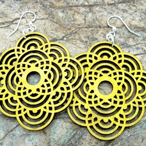 Circle Flower Laser Cut Wood Earrings from Reforested Wood image 4