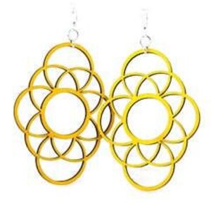 Circles Overlapped - Laser Cut Wood Earrings