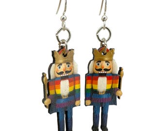 Rainbow Nutcracker King Earrings - This King Loves Nuts