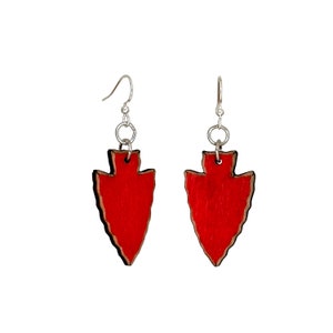 Rote Pfeilspitzen - Ohrringe Laser cut aus nachhaltiger Holzquelle