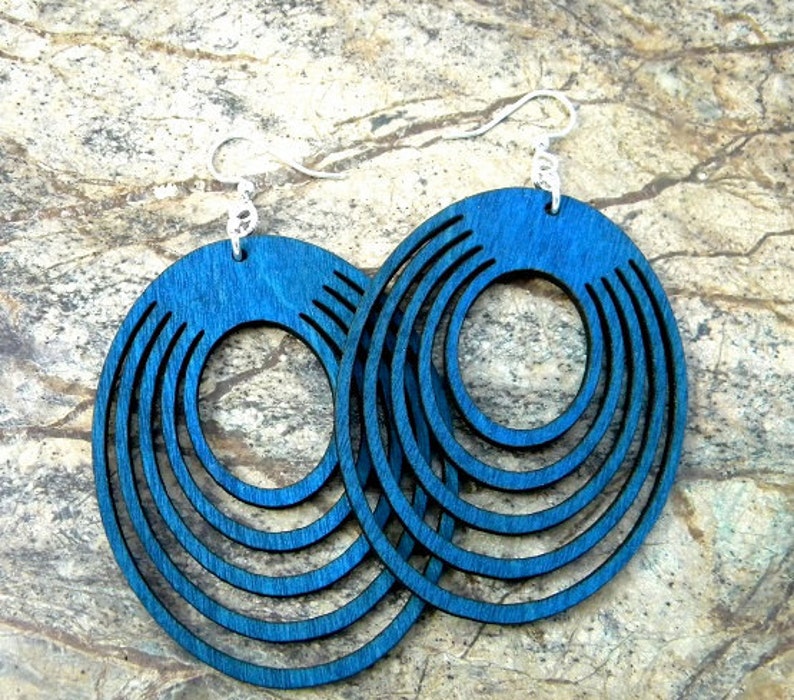 Ovals Offset Wood Earrings from Reforested trees image 4