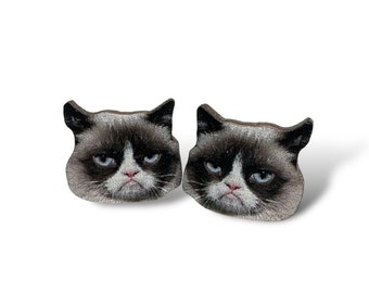 Grumpy Cat Stud Earrings