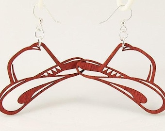 Cowgirl Hat Western Style - Earring laser cut from Wood