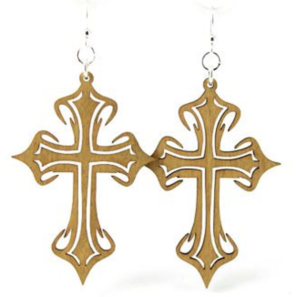 Mid Century Cross - Laser Cut Wooden Earrings