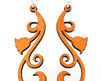 Tulip Scroll - Wood Earrings