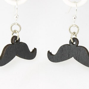 Mustaches - Laser Cut Wood Earrings from Sustainable Resources