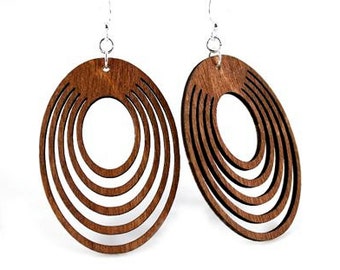 Ovals Offset - Wood Earrings from Reforested trees