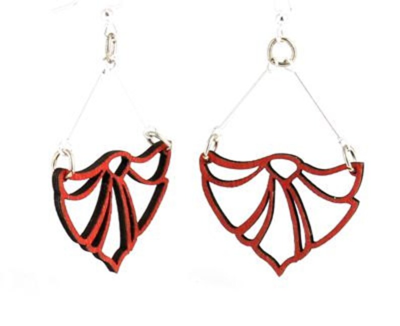 Fan Flame Design Laser Cut Earrings From Sustainable Materials image 1