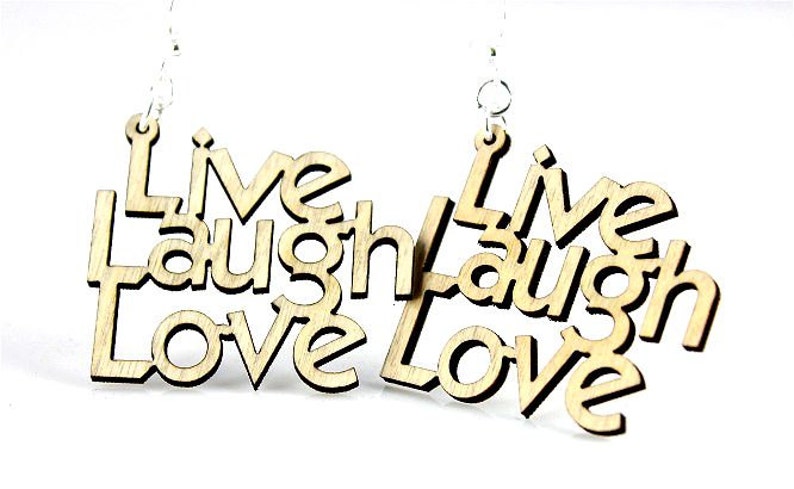 Live Laugh Love Laser Cut Wood Earrings image 1