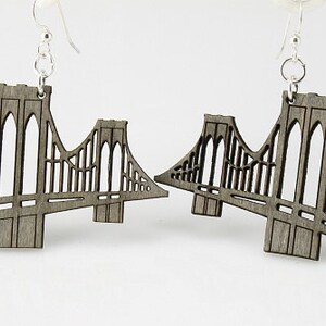 Brooklyn Bridge New York Earrings  - Laser Cut Wood From Sustainable Resources