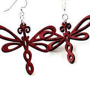 Dragonfly Earrings - Laser Cut Reforested wood