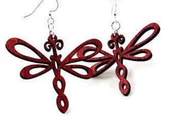 Libelle Ohrringe - Laser Cut Aufgeforstetes Holz