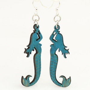 Little Mermaids Laser Cut Wooden Earrings image 3