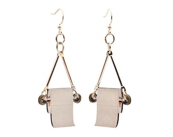 Toilet Paper Wood Earrings - Made in USA